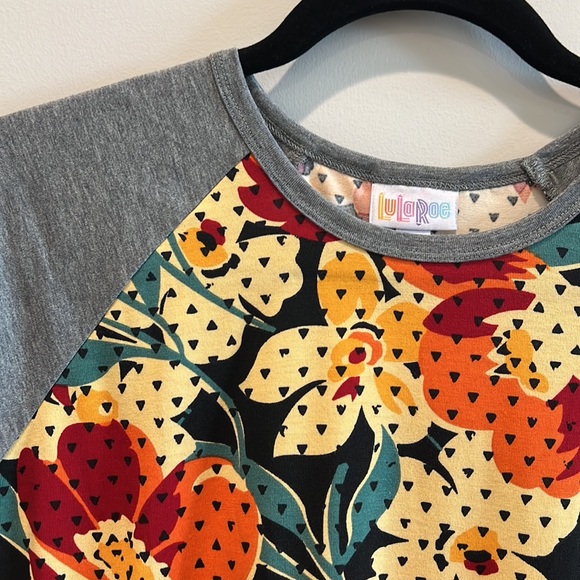 Lularoe Randy baseball tee shirt floral geometric nwt - Picture 2 of 6
